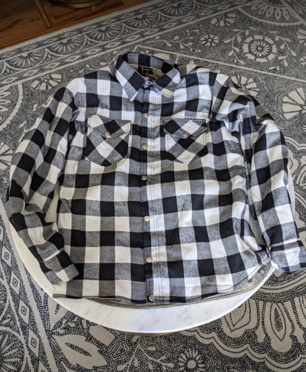Andromeda Moto Makemake Flannel Shirt with Kevlar and Padding laid out