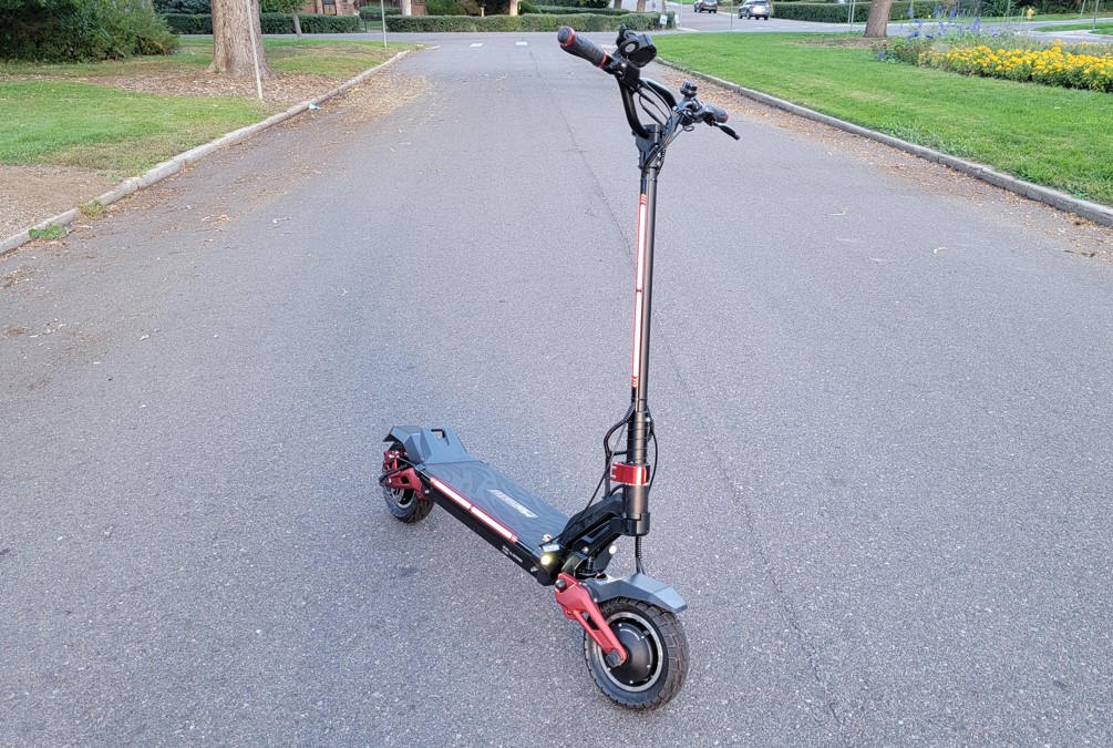 Miniwalker Tiger 10 Pro Electric Scooter with red rgb controllable deck lights