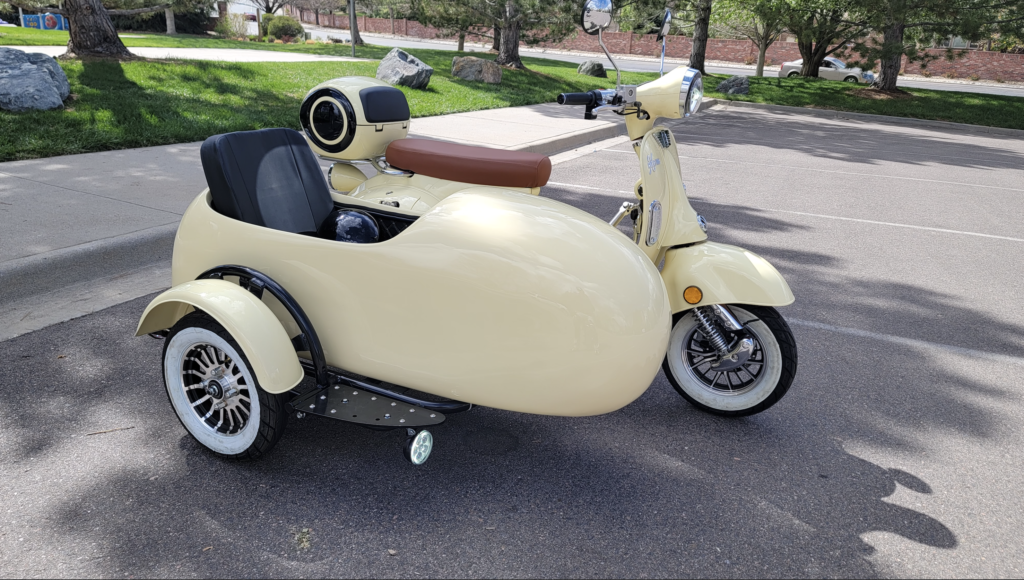 Aventura X EV29 with sidecar upgraded suspension whitewall tires